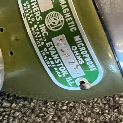 Shure 520SL Microphone Green Bullet on s-36 Stand with Squeeze on off switch 1950’s - Green image 8