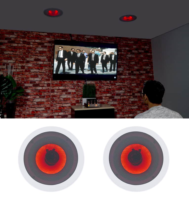 Pair Rockville HC85-LED 8" 700 Watt In-Ceiling Home Theater Speakers w/ Red LED image 1
