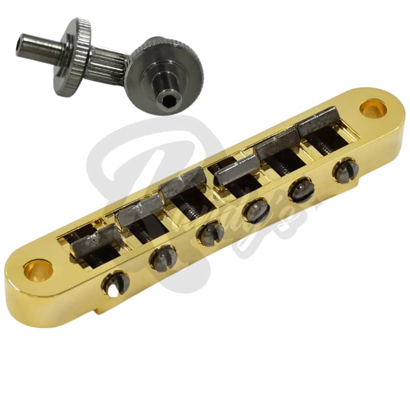 Advanced Plating 1264-24GB NOS Pinnacle Tune-O-Matic (TOM) Two-Tone Bridge & Posts - Fits Gibson®-Gold & NOS Black Chrome image 1