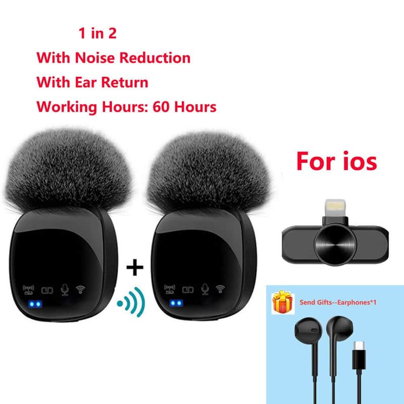Wireless Lavalier Microphone HD Portable Audio Video Recording Mini Microphone for iPhone Android Live Gaming Phone Microphone image 1