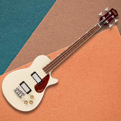 Gretsch Streamliner Jet Club Single Cut Vintage White Bass Guitar Bundle image 6