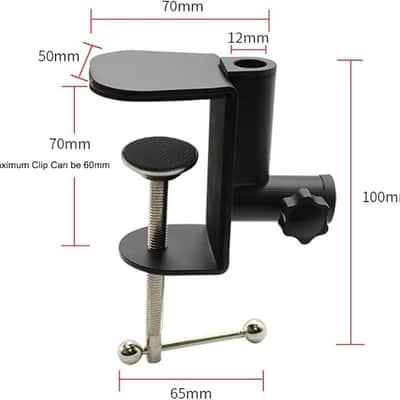 2 Pack Microphone Boom Arm Desk Mount Clamp Replacement Heavy Duty Metal Desktop Microphone Arm Stand Bracket Clip Table Mount Clamps for Mic Stand Holder Mic Boom Arm Scissor Arm image 2