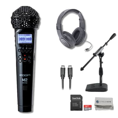 Zoom M2 MicTrak 2-channel 32-bit Portable Recorder with Dektop Mic Stand, Over-Ear Monitoring Headphones, USB-C Cable, 5x AA Batteries, SanDisk 32GB microSD Card and StreamEye Polishing Cloth image 1