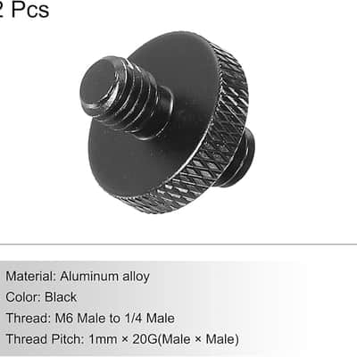 Mic Stand Adapter M6 Male to 1/4 Male Thread Tripod Screw Adapter Double Sides Camera Screw for Microphone Tripod Stand Black 2 Pack image 3