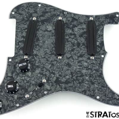 *NEW High Output Rails LOADED PICKGUARD for Fender Strat Black Pearloid 11 Hole image 1