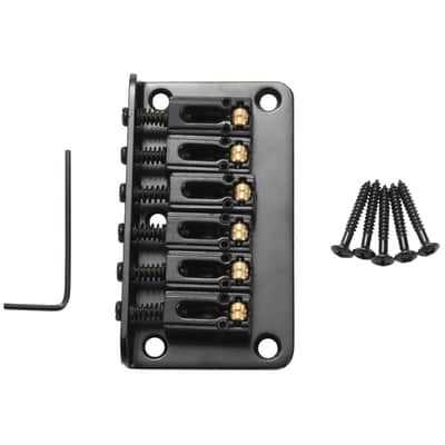 Black Guitar Strat Stratocaster Style Fixed Hardtail Bridge with Roller Saddles image 9