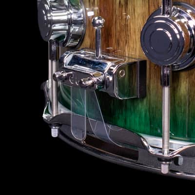 DW 6.5x14 Turquoise Green Burst over Tigerwood Exotic Snare Drum, Chrome Hardware image 4
