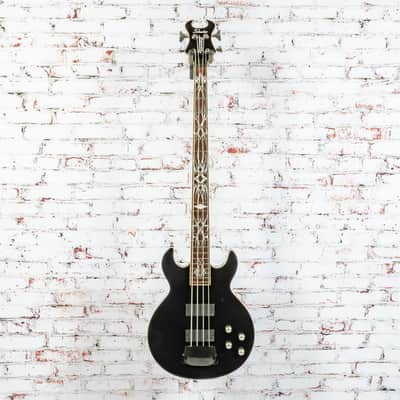 Schecter - Devil Tribal - Early 2000s Double-Cut Electric Bass Guitar - w/ Bag, Black - x3911 USED image 2