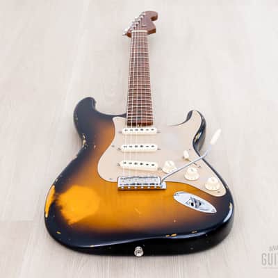 Fender Custom Shop 1956 Stratocaster Roasted Relic Faded Two-Tone Sunburst w/ Gold Guard, Fat '60s Pickups image 8