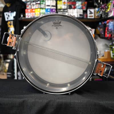 Vintage 1978 Ludwig USA Super Sensitive 5x14" Seamless Brass Snare Drum | Blue-O-Olive Pointy Badge image 2
