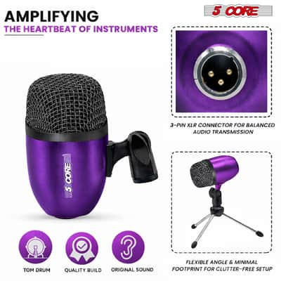 5 Core Conga Mic Snare Tom Set Professional XLR Cardioid Condenser Instrument Microphone Kit image 3