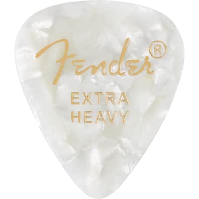 Fender Premium Celluloid 351 Shape Guitar Picks, Extra Heavy, White Moto, 12-Pack image 1