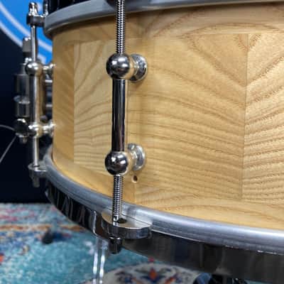 Angel - 14x5.5" Snare Drum Segmented Block Alder Wood Shell 2019 - Clear Oil Finish image 11