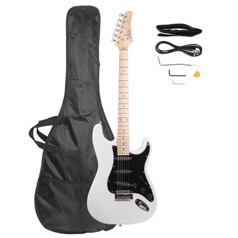 Glarry GST Electric Guitar With Black Pickguard White image 1