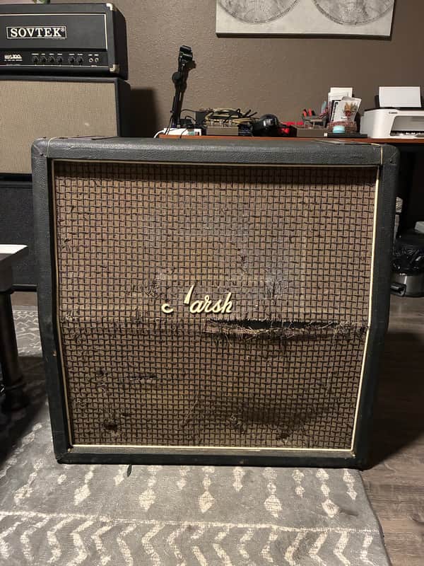 Marshall 1960A 4x12" Angled Guitar Speaker Cabinet 1974 - Black image 1