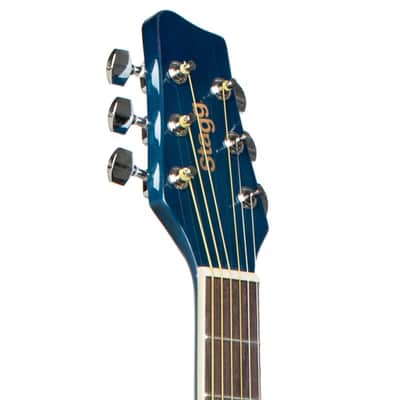 Stagg SA20D BLUE Dreadnought Basswood Top Nato Neck 6-String Acoustic Guitar - Blue image 3