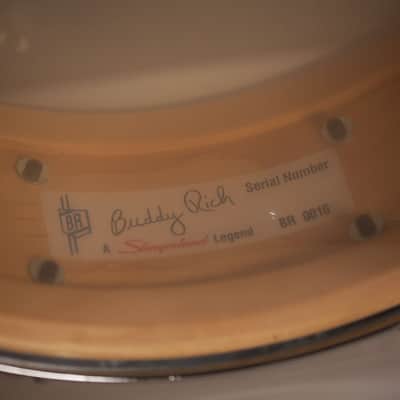 SLINGERLAND BUDDY RICH 5 PIECE SIGNATURE DRUM KIT No.2, NASHVILLE BUILT WITH FULL HARDWARE PACK AND SOLID SHELL SNARE DRUM, WHITE MARINE PEARL (PRE-LOVED) image 17