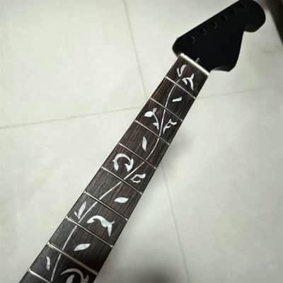 Matte Black Guitar Strat Style Maple Neck, Rosewood 22 Frets Fingerboard, Tree of Life Inlay image 2
