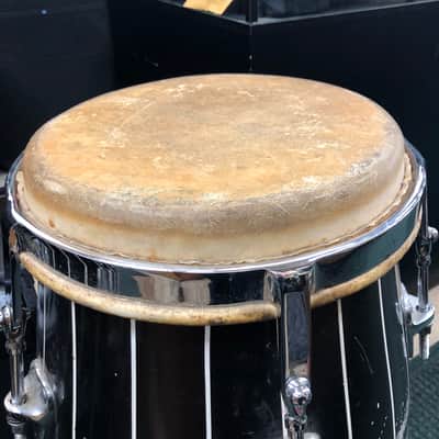 Pair Classic Vintage King Conga Drums ( Quinto , Conga Size ) 1960's Black with Stripes image 6