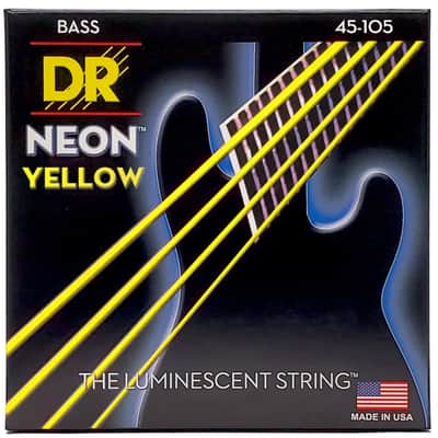 DR Hi-Def Coated Bass Strings Neon Yellow - 45-105 image 1