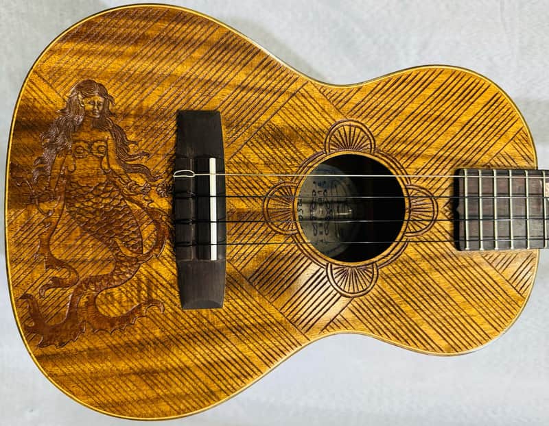 Tenor Ukulele Balinese Koa Handmade by Blueberry Mermaid Motif Pre-Order 90 Day image 1