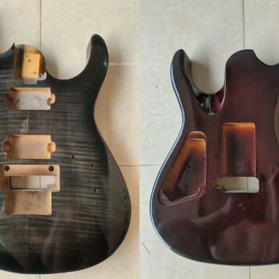 Grey Mahogany Telecaster Tele Style Guitar Body with Flame Maple Veneer image 5