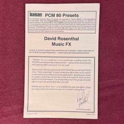 Lexicon PCM 80 David Rosenthal Music FX Algorithm Card image 5