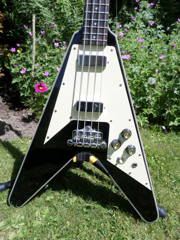 Eastwood Flying BV 2017 Black Flying V bass guitar | Reverb
