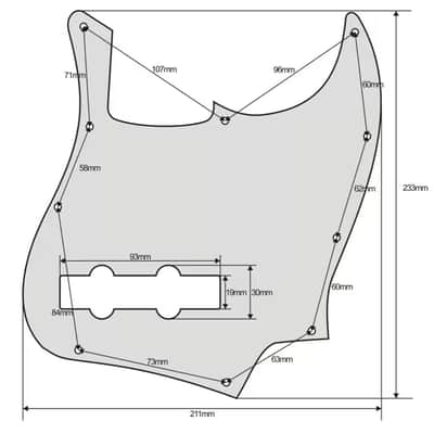 Unique Fender Jazz Bass pickguard 3 Ply (W/B/W) 10 mounting holes  Custom Jazz Bass Pickguard 4 string Bass - Trinity Library image 3