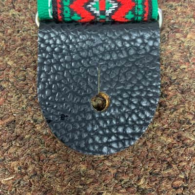 VINTAGE Green and Red pattern STRAP for GUITAR with metal buckle image 2