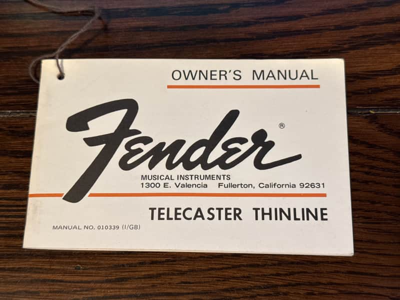Fender Telecaster Thinline 1972 Owners Manual Hang Tag image 1