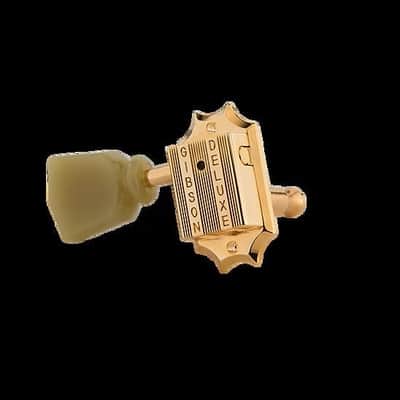 Gibson PMMH-020 Deluxe Green Key Tuner Set, Vintage Gold image 3