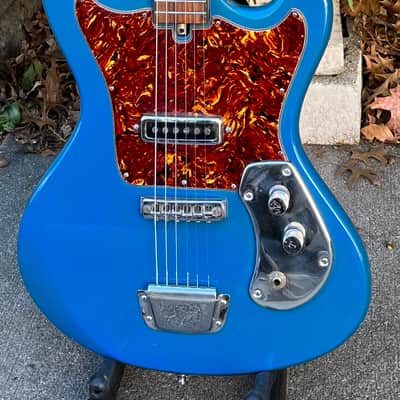 Vintage 1960s Kingston Kawai Teisco Swinga Style~S1T Hound Dog Offset Dbl Cutaway Guitar Ocean Blue All Original! ** SEE VIDEO** image 1