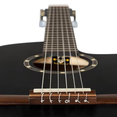 Ortega RCE125SBK-3/4 Family Series Spruce Top Thinline Body Cutaway 3/4 Size Nylon 6-String Classical Acoustic-Electric Guitar w/Gig Bag image 14