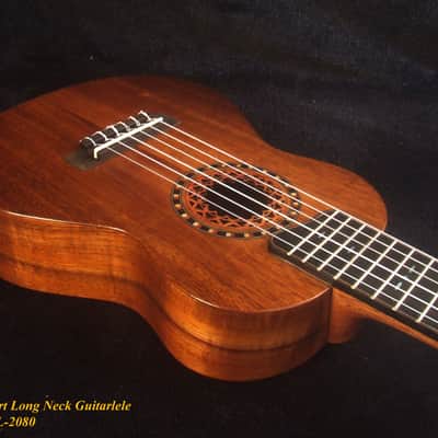 Handmade Concert Long Neck Guitarlele, Solid Hawaiian Koa, Slotted Head, Soft-bag, Bruce Wei GL-2080 image 4
