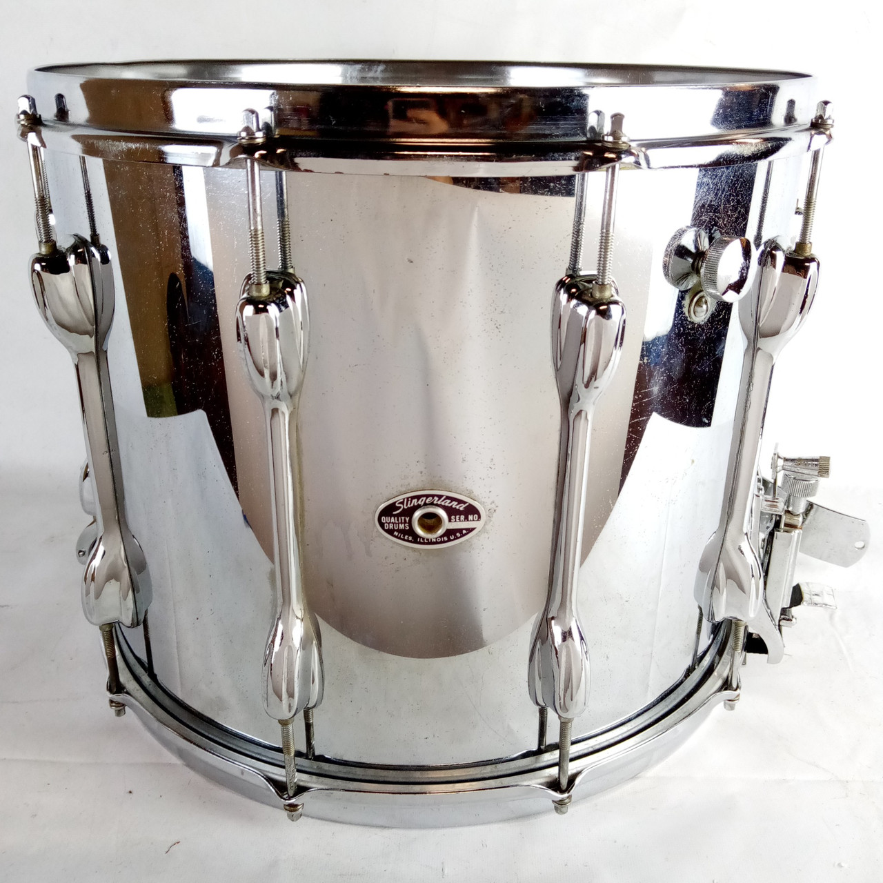 Slingerland 12x15"TDR Marching Snare Drum Chrome Over Wood Vintage 70s Maple USA — main photograph