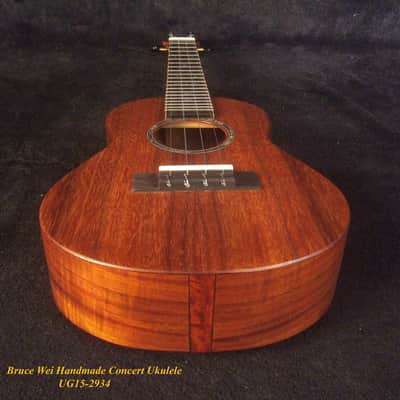 Handcrafted Concert Ukulele, Solid Hawaiian Koa, MOP Inlay, Soft-bag, Bruce Wei UG15-2934 image 2