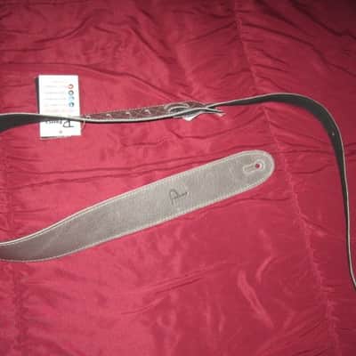 new with tags very near A+ Perri’s Leathers Ltd BM2-NKL 2" Soft Italian Premium Leather Nickel (light gray) / Suede Black Guitar Strap - main side is Nickel Leather / other side is Black Suede (can be reversed) - adjustable length of 35" to about 50" image 10