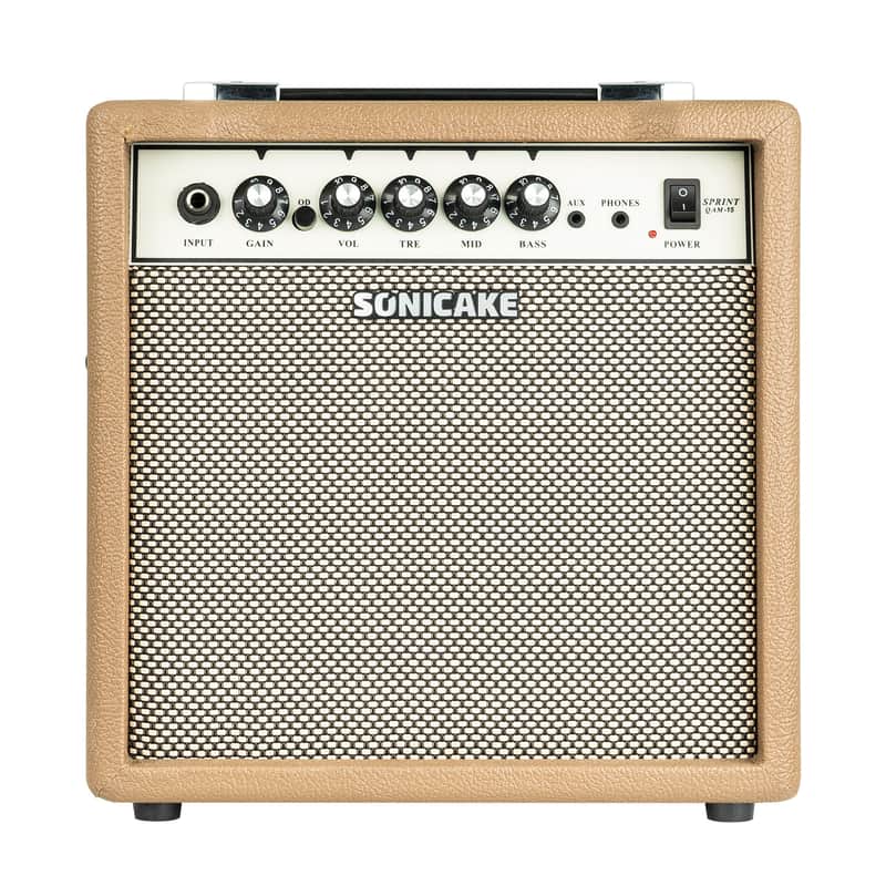 SONICAKE 15W Electric Guitar Amplifier, Portable Combo Amp with AUX Input Headphone Output, Dual-Channel and 3-Band EQ, All-in-one Speaker for Practice - Sprint QAM-15(Shipping from local US,UK,EU warehouse) image 1