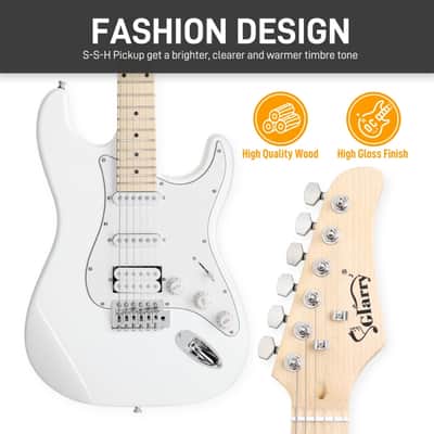 Glarry White GST Electric Guitar HSS Pickups w/20W Amplifier image 2