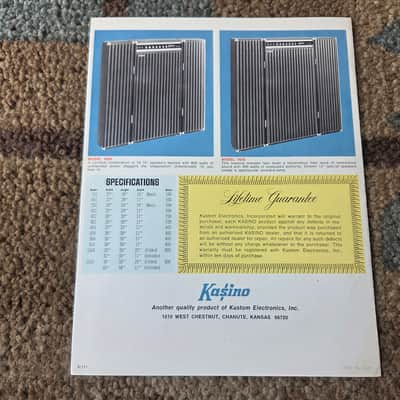 Vintage 1971 Kasino Amplifier Catalog! Case Candy, Original Paperwork! image 3
