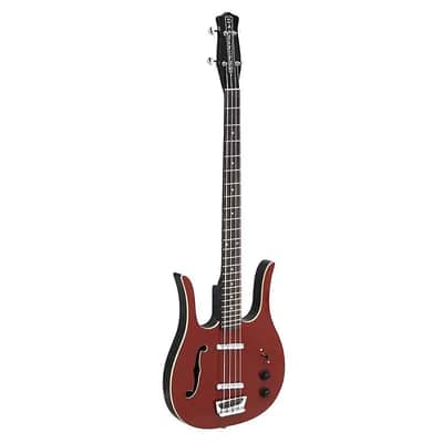 Danelectro D58LHB-RED 1958 Longhorn Body with F-Hole Short Scale Neck 4-String Electric Bass Guitar image 3