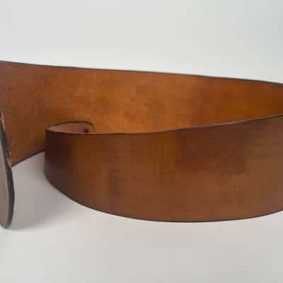Vintage Handmade Wide Leather Guitar Strap – Brown 41” x 4” image 1