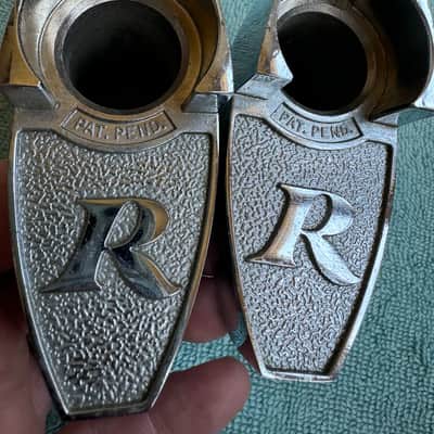 Rogers Two Tom Drum Mount or Spur brackets - Big R Memriloc XP8 - 1” Lot #5 70s - Chrome image 2