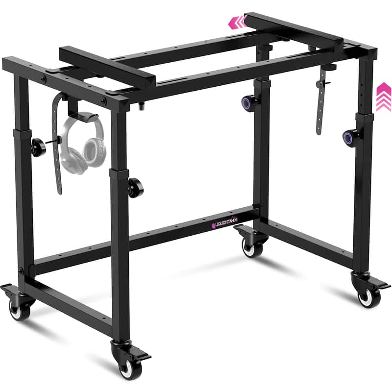 Liquid Stands Piano Keyboard Stand - Rolling Home Recording Studio Workstation DJ Keyboard Table image 1