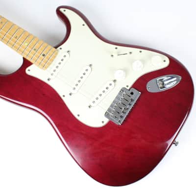 1998 Vintage Fender American Deluxe Stratocaster Crimson Transparent Red with Maple Fretboard Noiseless Pickups Strat USA 1990s image 13