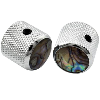 1/4 Inch Steel Abalone Top Dome Knobs with Set Screw Universal Fitting Control Knobs for Electric Guitar or Bass, Chrome (Set of 2) image 2