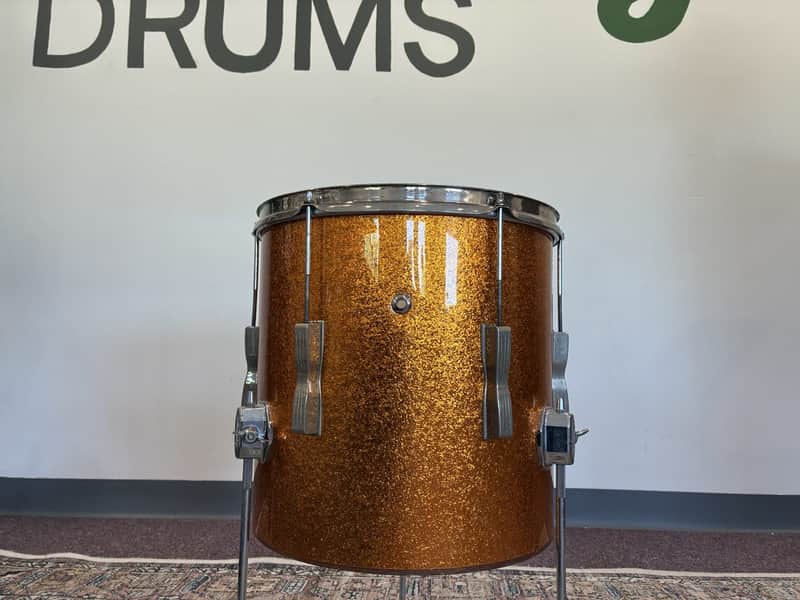 Ludwig 1960s Club Date Floor Tom 14x14" - Gold Sparkle (Rewrap) image 1