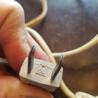 Pope one (1) 117V Power Cord Electric Cable cut Vintage non-polarized beige, grey 1940s-1960s image 4