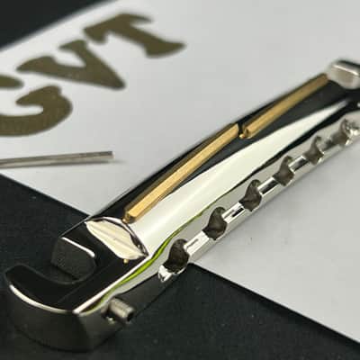 Faber RH Vintage Spec ALU Compensated Wraparound Tailpiece, Nickel, gloss, Intonation Bar: Brass image 4